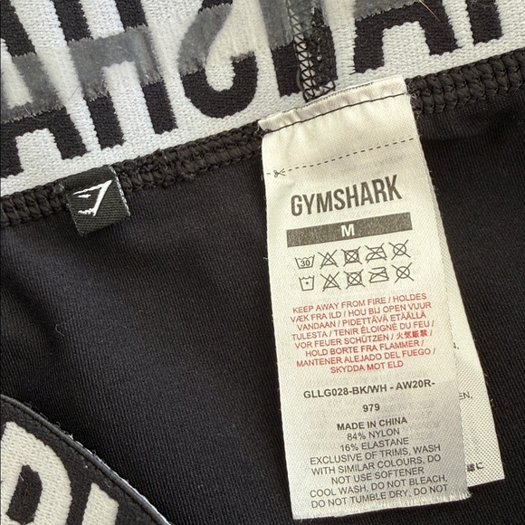 GYMSHARK Fit Seamless Leggings Size Medium Black/White - Picture 11 of 11